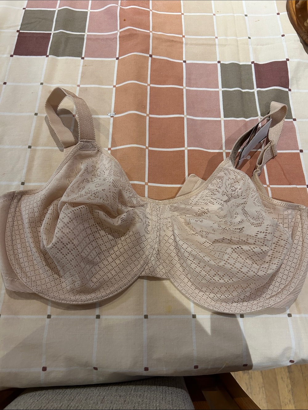 Wacoal Beige Lace-Effect Full Coverage Underwire Bra